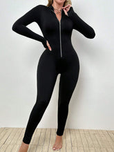 Women Sexy Zipper Long Sleeve High Waist Bodycon Jumpsuit